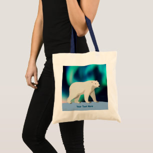 Tote Bag Ours polaire mignon et aurores boréales