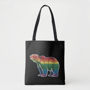 Tote Bag Ours Polaire Rétro Arc-en-Ciel Lesbienne LGBT Fier