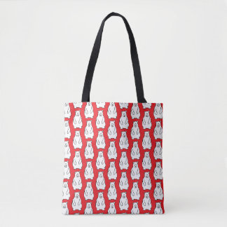 Tote Bag Ours Polaires Grizzly de Bande Dessinée Drôle Roug
