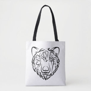 Tote Bag Ours tribal noir et blanc