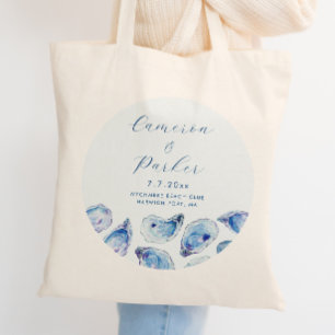 Tote Bag Oyster Blue Aquarelle Mariage Faveur