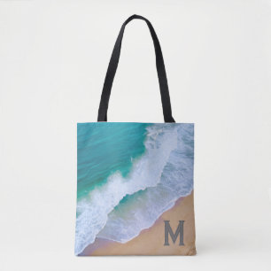 Tote Bag Ozeanwelle Surfdessign Monogramm Geschenk Tasche