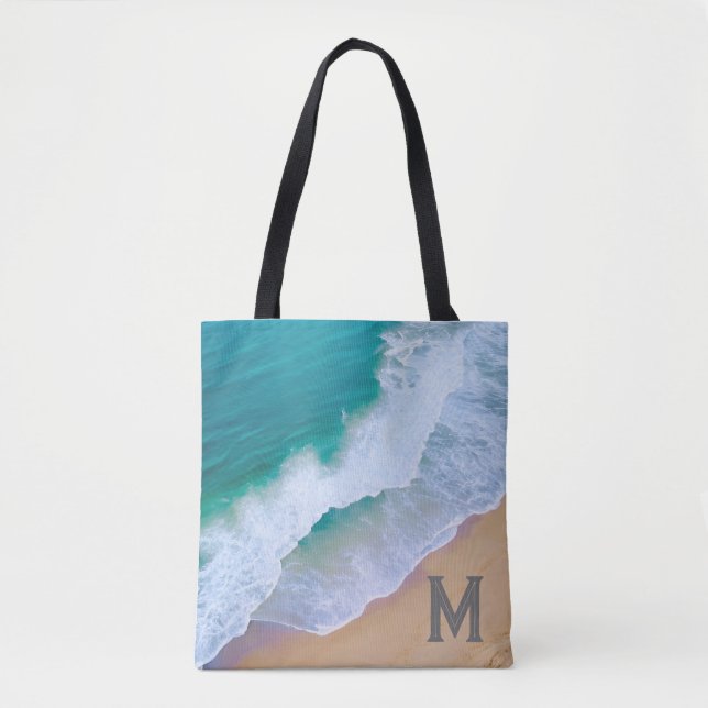 Tote Bag Ozeanwellensurfdesign Monogramm-Geschenk Tasche (Vorderseite)