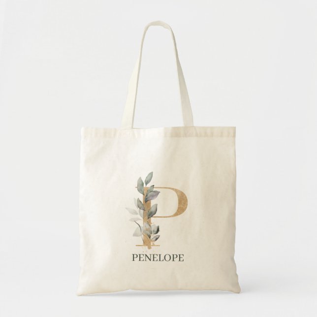 Tote Bag P monogramme floral personnalisé (Devant)