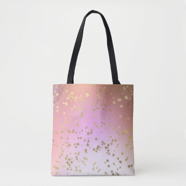 Tote Bag Pachet motif étoile rouge or dégradé (Devant)