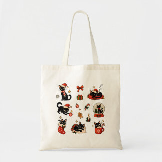Tote Bag Pack de stickers confortables de chat noir mignon