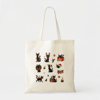 Tote Bag Pack de stickers cosy Meowy Noël Chat Noir Mignon