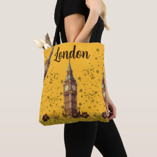 Tote Bag Pailleté doré Big Ben de Londres tendance rose