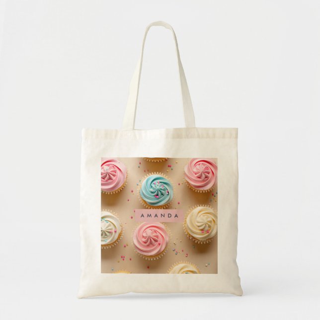 Tote Bag Paillette pour Cupcake Pastel Personnalisée (Devant)