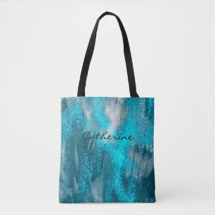 Tote Bag Paillettes bleues lumineuses éclaboussures 
