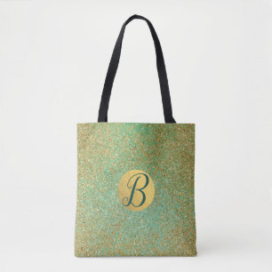 Tote Bag Paillettes dorées sarcelle aqua vert glamour tenda