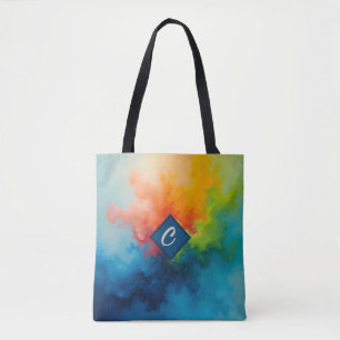 Tote Bag Paint bleu vert Abstrait pour
