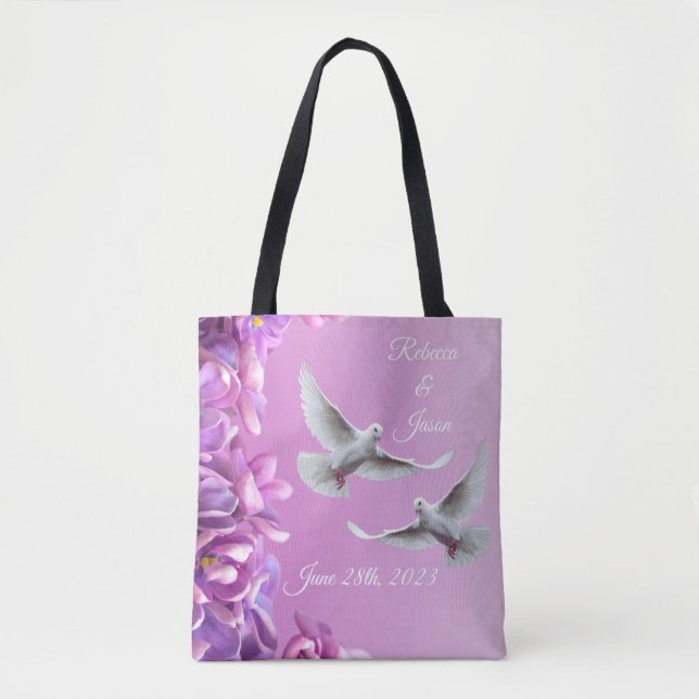 Tote Bag Paire De Belles Colombes Blanches (Devant)