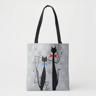 Tote Bag Paires fraîches modernes de chat de la rétro