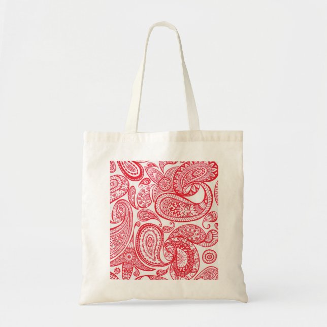 Tote Bag Paisley rouge Fourre-tout (Devant)