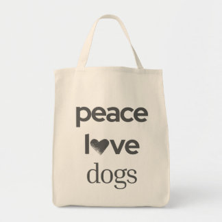 Tote Bag Paix Amour Chiens | Amoureux de Chien Noir Graphiq