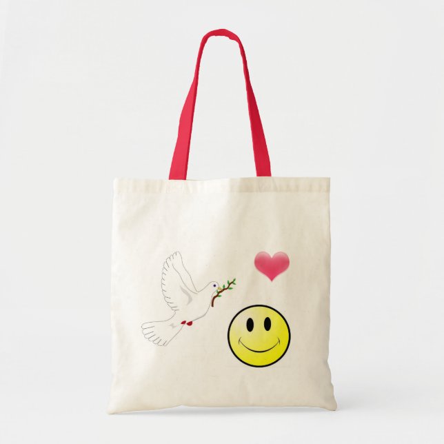 Tote Bag Paix, amour, et bonheur (Devant)
