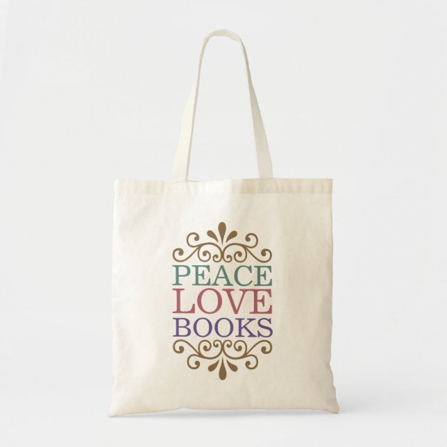Tote Bag Paix Élégante, Amour, Livres (Devant)