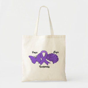 Tote Bag PAIX ESPOIR SENSIBILISATION PLEINE Cerveau au ruba