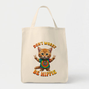 Tote Bag Paix Hippie Heureux Boho chaton minou chat