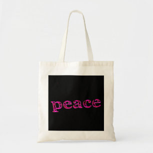 Tote Bag paix rose sur noir