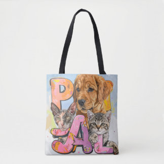 Tote Bag Pal Chien et Chats Plus Nom Personnalisé