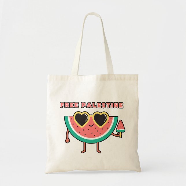 Tote Bag palestine libre Watermelon Palestine mignon coloré (Devant)