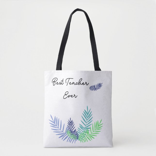 Tote Bag Palm feuille meilleur enseignant jamais (Devant)
