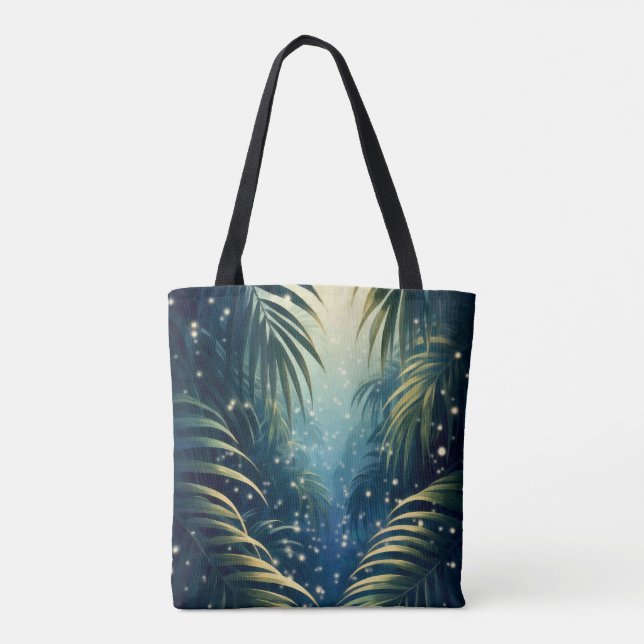 Tote Bag Palm leaves illuminated by moon and fireflies (Dos)