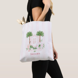Tote Bag Palm Springs Monogram Pink Cabana Enterrement de V