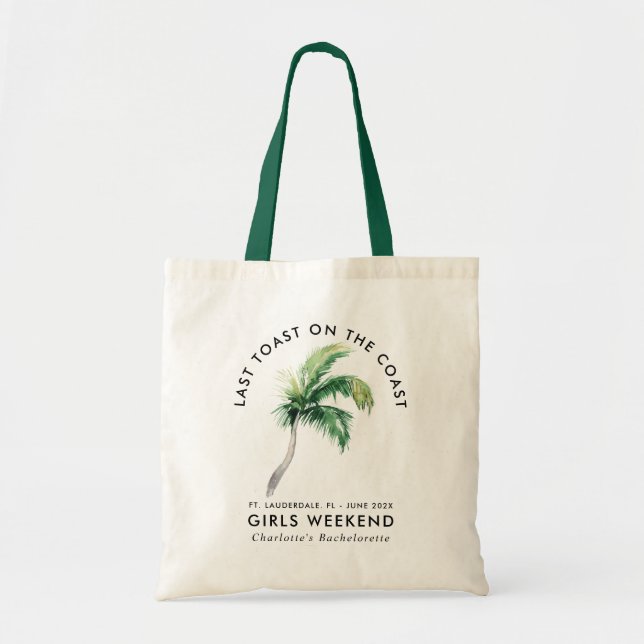 Tote Bag Palm Tree Beach Girls Week-end Bachelorette person (Devant)