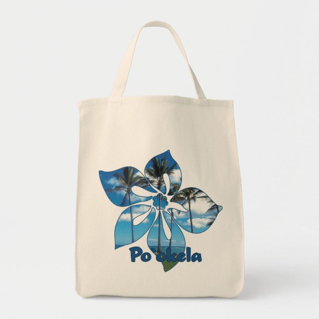 Tote Bag "Palm Tree Hibiscus" Épicerie Fourre-tout (Devant)
