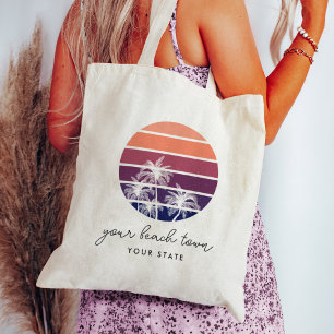 Tote Bag Palm Tree Sunset Personnalisé Ville & État