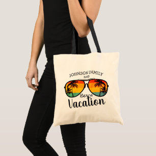 Tote Bag Palm Trees Retro Lunettes de soleil Famille Vacanc