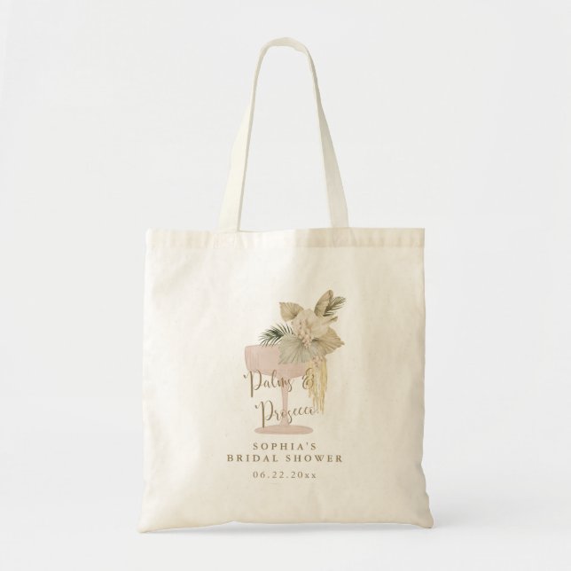 Tote Bag Palmes personnalisées et mariée Prosecco (Devant)