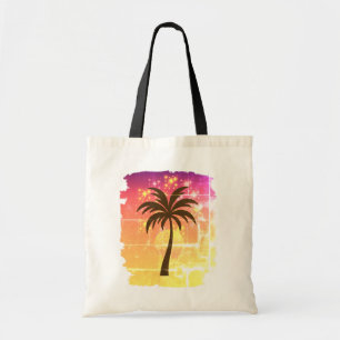 Tote Bag Palmier au coucher de soleil étincelant Soie Par