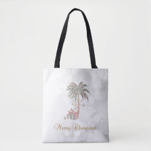 Tote Bag Palmier de Noël,Cadeau,Lumières Guirlandes,Flou