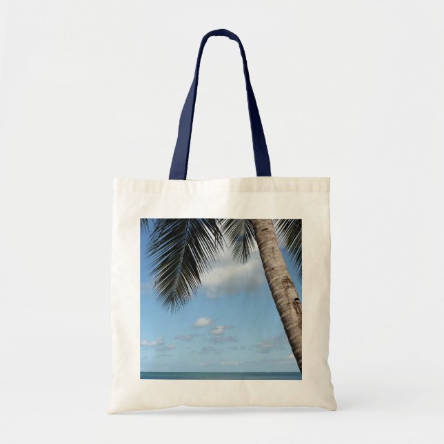 Tote Bag Palmier et mer des Caraïbes (Devant)
