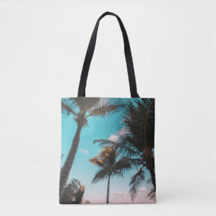 TOTE BAG PALMIER TROPICAL RETRO EN BORD DE PLAGE