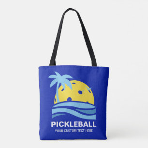 Tote Bag Palmier tropical Sun de Pickleball votre texte