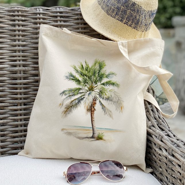 Tote Bag Palmier, Vacances d'été en mer (Créateur téléchargé)