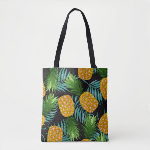 Tote Bag Palmiers à ananas Tapisserie noire