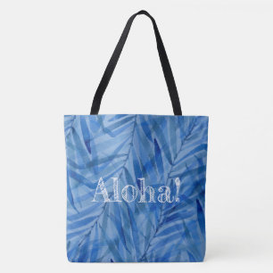 Tote Bag Palmiers à l'aquarelle Hawaïen Tropical Réversible