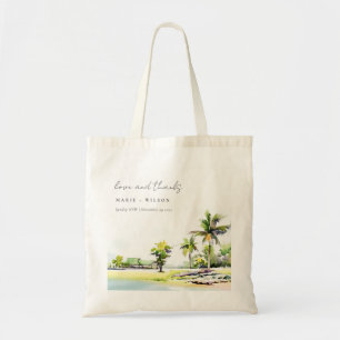 Tote Bag Palmiers côtiers tropicaux Mariage d'aquarelle