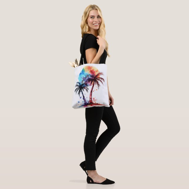 Tote Bag Palmiers et couchers de soleil (Sur le modèle)