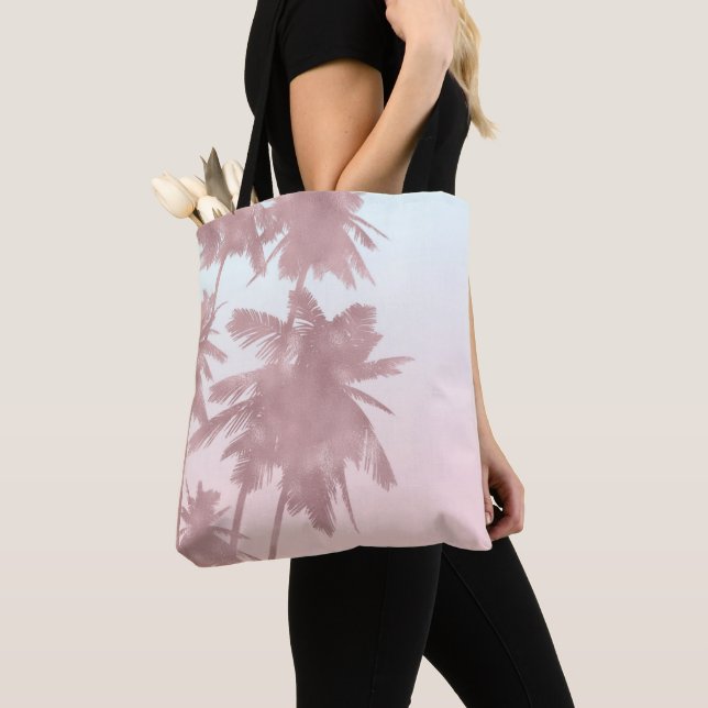 Tote Bag Palmiers roses Gold Rose Plage Ombre Palmiers (De près)