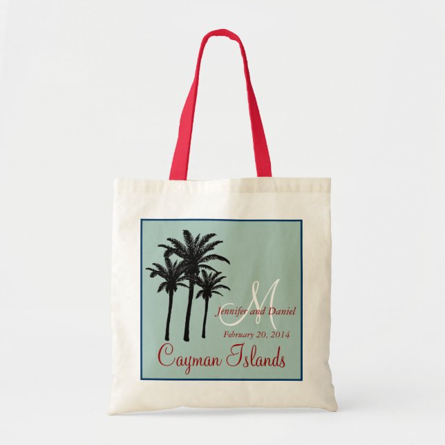 Tote Bag Palmiers rouges verts en bon état de mariage de (Devant)
