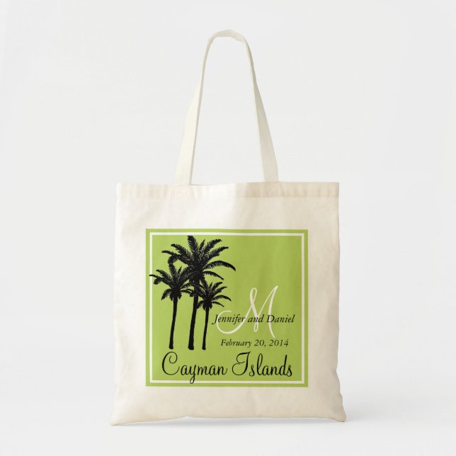 Tote Bag Palmiers vert clair de mariage de plage (Devant)
