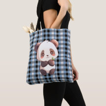 Panda à carreaux bleus