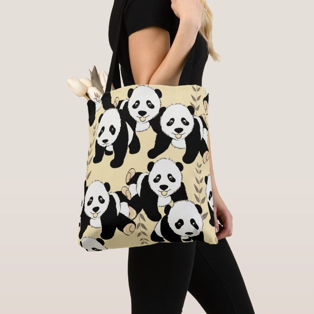 Tote Bag Panda Bears Graphique (De près)